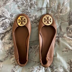 Tory Burch Minnie ballet flats, gold/tan (size 9)